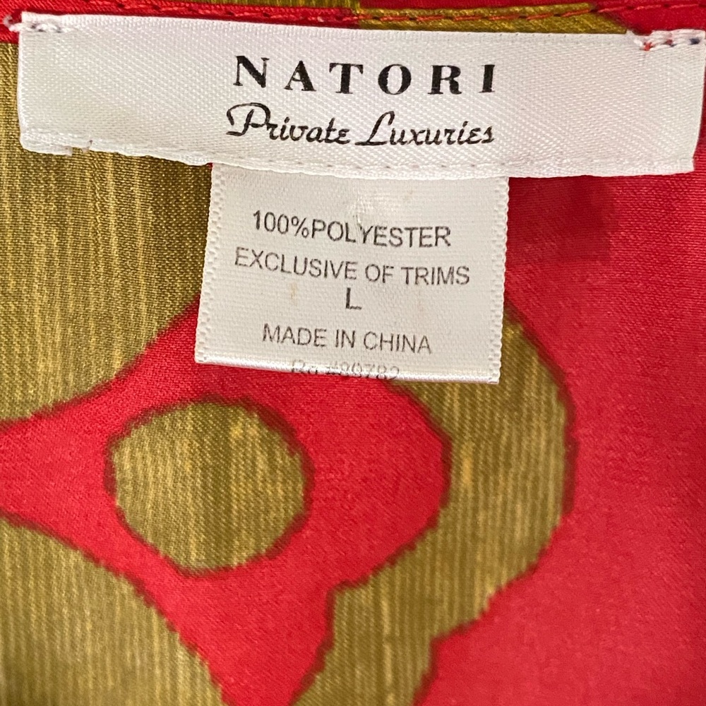 Natori Private Luxuries Red & Gold Kaftan Caftan Size L Elegant Loungewear - Picture 3 of 5